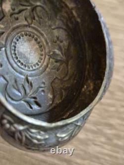 Art Nouveau French Silver Plated Mirror Locket Pendant, Pillbox Powderbox c. 1900