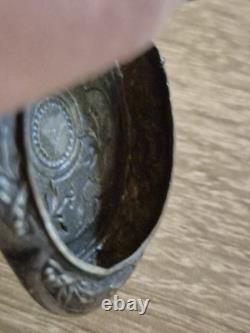 Art Nouveau French Silver Plated Mirror Locket Pendant, Pillbox Powderbox c. 1900