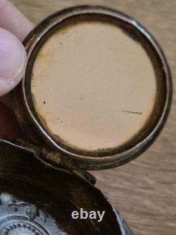 Art Nouveau French Silver Plated Mirror Locket Pendant, Pillbox Powderbox c. 1900