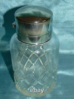 Art Nouveau Huge WMF Silver Plated Cut Crystal Perfume / Ink Decanter ANTLER WMF