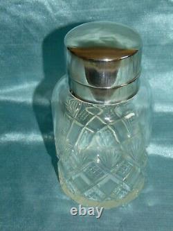 Art Nouveau Huge WMF Silver Plated Cut Crystal Perfume / Ink Decanter ANTLER WMF