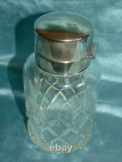 Art Nouveau Huge WMF Silver Plated Cut Crystal Perfume / Ink Decanter ANTLER WMF