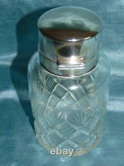 Art Nouveau Huge WMF Silver Plated Cut Crystal Perfume / Ink Decanter ANTLER WMF