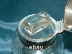 Art Nouveau Huge WMF Silver Plated Cut Crystal Perfume / Ink Decanter ANTLER WMF