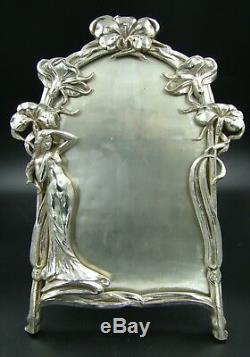 Art Nouveau Jugendstil Silver Plated Lady Maiden JB Jennings Bros Picture Frame