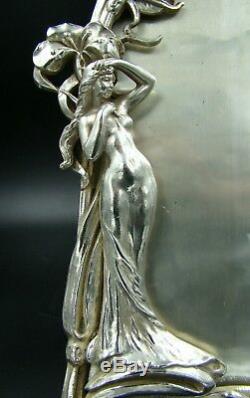 Art Nouveau Jugendstil Silver Plated Lady Maiden JB Jennings Bros Picture Frame