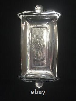 Art Nouveau Jugendstil secessionist silver plated tray Mucha lady Austria