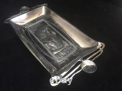 Art Nouveau Jugendstil secessionist silver plated tray Mucha lady Austria