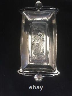 Art Nouveau Jugendstil secessionist silver plated tray Mucha lady Austria