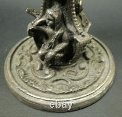 Art Nouveau Neoclassical Figural Silver Plated Bronze seal stamp 2.5 x 2.5