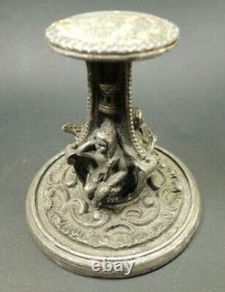 Art Nouveau Neoclassical Figural Silver Plated Bronze seal stamp 2.5 x 2.5