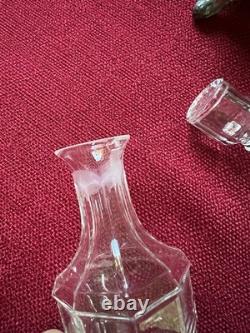 Art Nouveau Oil Vinegar Glass Curet Serving Set silver plated 19th-20th Century