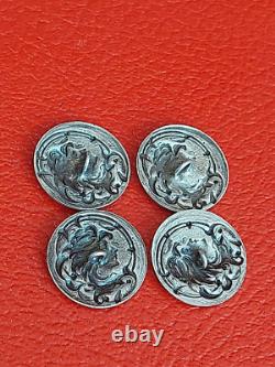 Art Nouveau Silver Plated Buttons Jugendstil Signed
