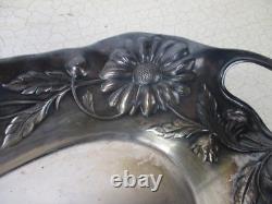 Art Nouveau Wiskemann Belgium Silver Plated Tray Serving Basket Flowers Handles