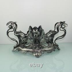 Art Nouveau floral butterfly silver plated centerpiece by WMF