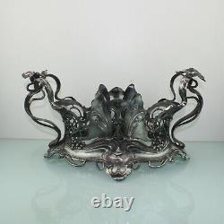 Art Nouveau floral butterfly silver plated centerpiece by WMF