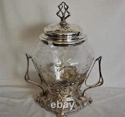 Art Nouveau glas and silver plate punch bowl. France