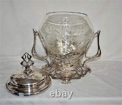 Art Nouveau glas and silver plate punch bowl. France