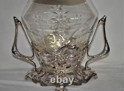 Art Nouveau glas and silver plate punch bowl. France