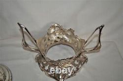 Art Nouveau glas and silver plate punch bowl. France