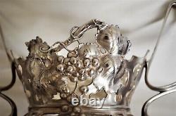 Art Nouveau glas and silver plate punch bowl. France