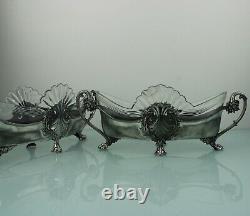 Art Nouveau pair of floral silver plated centerpieces by WMF
