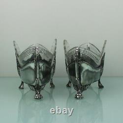 Art Nouveau pair of floral silver plated centerpieces by WMF