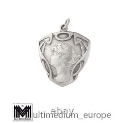 Art Nouveau pendant lady silver plated antique Art Nouveau silver plated pendant Lady
