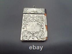 Art Nouveau silver plated aide memoire Remember Me notebook Chatelaine 1910s