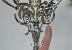 Art Nouveau silver plated large pair of floral candle holders by WMF