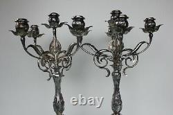 Art Nouveau silver plated large pair of floral candle holders by WMF