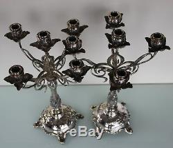 Art Nouveau silver plated pair of floral candle holders by WMF