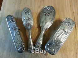 Art nouveau WMF silver plated 4 Piece Vanity Set. Secessionist