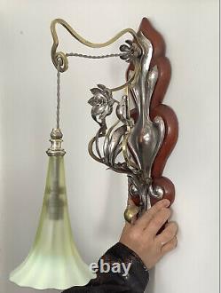 Arts & Crafts Art Nouveau Brass And Silver Plated Copper Large Wall Light