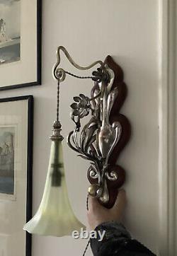 Arts & Crafts Art Nouveau Brass And Silver Plated Copper Large Wall Light