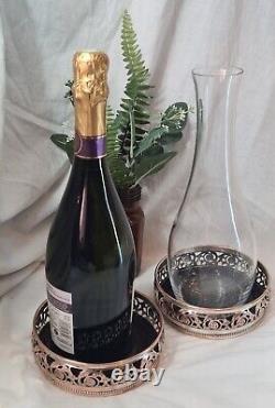 Arts & Crafts Pair Of Copper and Silver Plated Decanter Stands or Coasters c1880