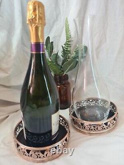 Arts & Crafts Pair Of Copper and Silver Plated Decanter Stands or Coasters c1880