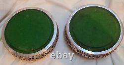 Arts & Crafts Pair Of Copper and Silver Plated Decanter Stands or Coasters c1880