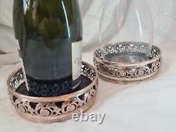 Arts & Crafts Pair Of Copper and Silver Plated Decanter Stands or Coasters c1880