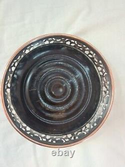Arts & Crafts Pair Of Copper and Silver Plated Decanter Stands or Coasters c1880
