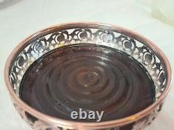 Arts & Crafts Pair Of Copper and Silver Plated Decanter Stands or Coasters c1880
