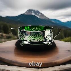 Arts Crafts Silver Plates Centrepiece Green Liner L28cm Circa 1896