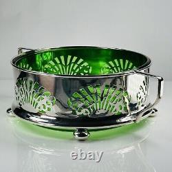 Arts Crafts Silver Plates Centrepiece Green Liner L28cm Circa 1896