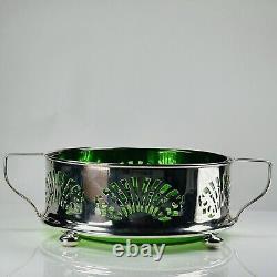 Arts Crafts Silver Plates Centrepiece Green Liner L28cm Circa 1896