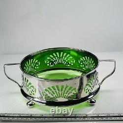 Arts Crafts Silver Plates Centrepiece Green Liner L28cm Circa 1896