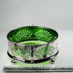 Arts Crafts Silver Plates Centrepiece Green Liner L28cm Circa 1896