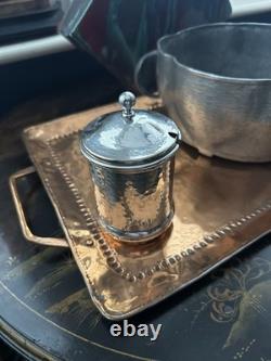 Arts & Crafts Silver Preserve Pot Corrnell / A. E. Jones. Original Handblown Jar