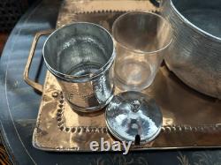 Arts & Crafts Silver Preserve Pot Corrnell / A. E. Jones. Original Handblown Jar