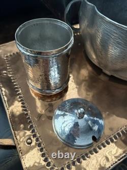 Arts & Crafts Silver Preserve Pot Corrnell / A. E. Jones. Original Handblown Jar