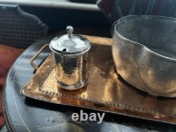 Arts & Crafts Silver Preserve Pot Corrnell / A. E. Jones. Original Handblown Jar